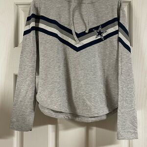 NFL Womens Sleepwear Pullover Hoodie in Light Gray with Navy and White Accents